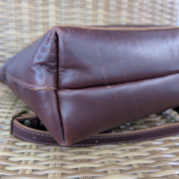 Portland Leather Goods Mini Brown Crossbody Bag Tote Purse Distressed Minimalist - Picture 8 of 15